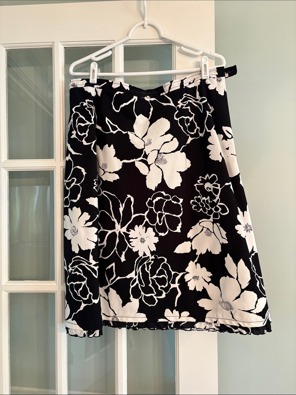 Talbots Black & White Floral A-Line Skirt